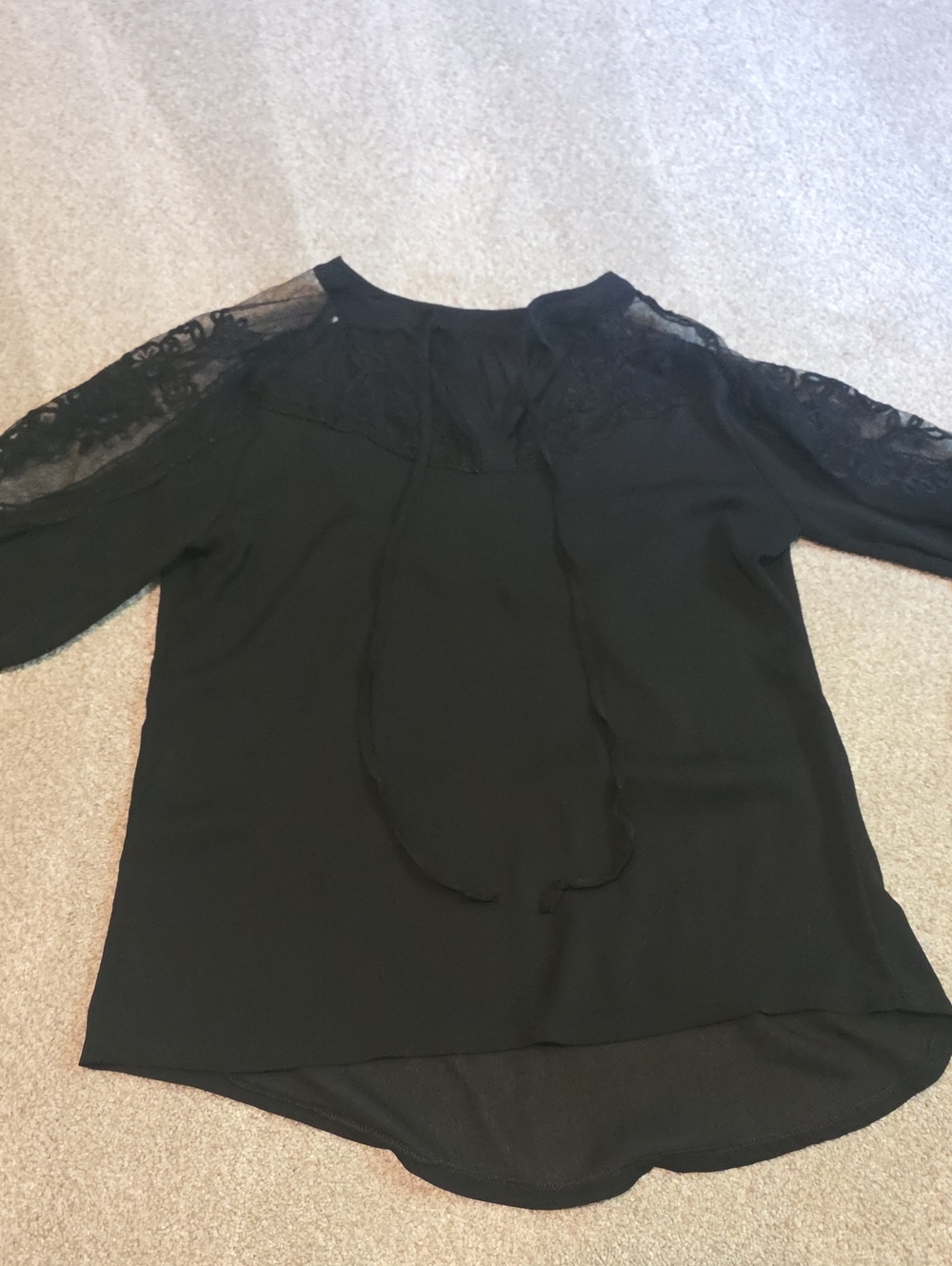 Black Lace-Trim Blouse - Women
